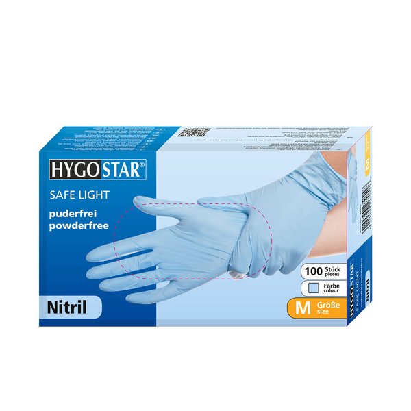 Hygostar Nitril-Handschuhe "Safe Light" | puderfrei 100 Stück/Karton "Ab Lager sofort lieferbar"