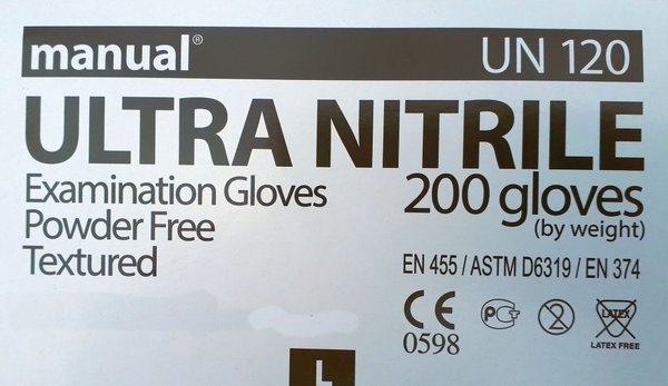 Schutzhandschuhe Nitril UN-120,  200 Stück/Box  "Ab Lager sofort lieferbar"