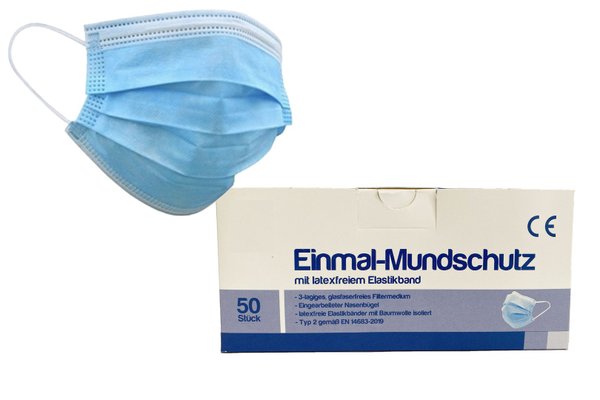 Chirurgische Schutzmaske 3-lagig, Box a´ 50 Stück, ab 10 Cent Pro Maske